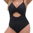 Blooming Jelly Womens Plus Size Bathing Suit Tummy Control One Piece Swimsuit Twist Front Ruched Swimwear (X-Large, Black)