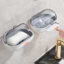 NICAVKIT 2 Pack Shower Soap Dish Holder with Lid, Bar Soap Holder with Drain, Wall Mounted Soap Box Container for Shower, Bathroom, Bathtub, Kitchen Sink, Adhesive Included