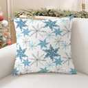CaliTime Christmas Throw Pillow Covers Decorative 20 X 20 Inches Pack of 2 Cozy Fleece Snowflakes Cushion Cases for Holiday Couch Sofa Bed Living Room Home Smoke Blue Grey