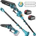SEESII 2-in-1 Electric Pole Saws: Electric Mini Chainsaw 6 Inch Cordless, 2 x 4000mAh Batteries Tree Pruner, Brushless Chain Saw with Extension Pole for Limb Branch Cutter,16Ft Reach