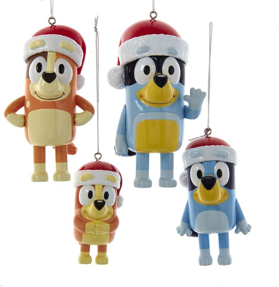 Bluey and Family Ornaments, 4-Piece Set