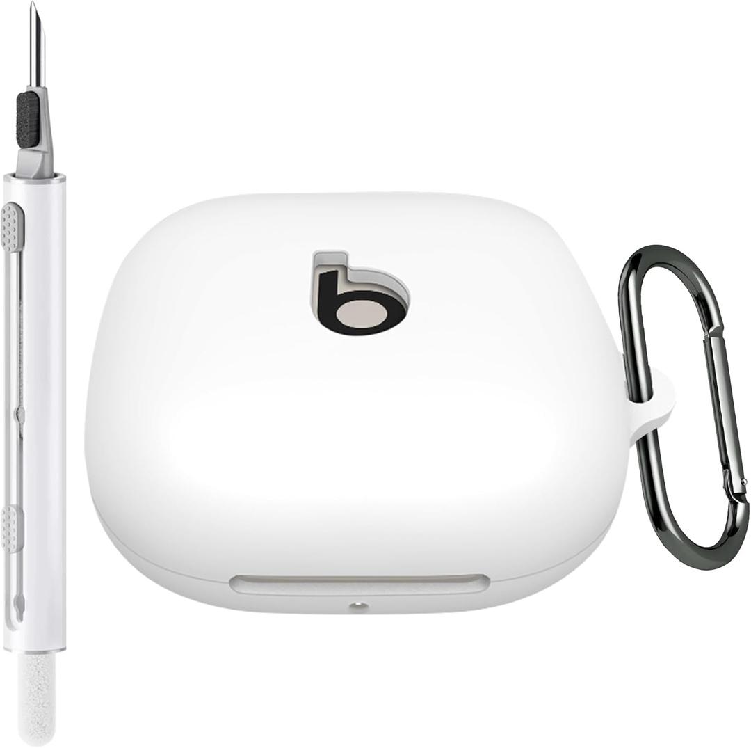 Seltureone Compatible with Beats Powerbeats Pro 2 Case with Cleaning Kit and Carabiner, Soft Silicone Protective Case Cover Compatible with Powerbeats Pro 2 - White