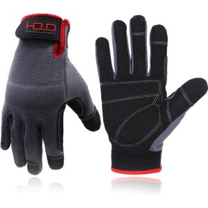 HANDLANDY Work Gloves for Men & Women, Utility Mechanic Working Gloves Touch Screen, Flexible Yard Work Gloves (Small (Pack of 1), Grey)
