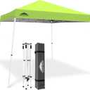 EAGLE PEAK 10x10 Slant Leg Pop-up Canopy Tent Easy One Person Setup Instant Outdoor Beach Canopy Folding Portable Sports Shelter 10x10 Base 8x8 Top (Fluorescent Green)