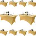 10-Pack 6ft Spandex Table Covers for Rectangle Standard Folding Tables - Wrinkle Resistant Stretch Tablecloths - Ultimate Fitted Table Protector for Parties, Banquet, Wedding