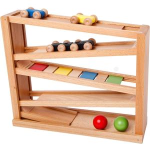 Wooden Ramp Racer. Race Track for Toddlers and 3 Wood Cars and 2 Balls,Toddler Toys for 1 2 3 Year Old Boy and Girl Gifts