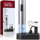 Liuzouwin5-in-1 ElectricWine Bottle Opener Set Battery Operated Reusable Corkscrew with Storage Base, Foil Cutter, Wine Pour& Wine Stopper (Silver)