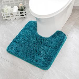 MIULEE Microfiber Toilet Bath Mat U-Shaped Contour Shaggy Bathroom Rugs Non Slip Extra Thick Soft Bath Rug Absorbent Water for Bathroom Commode Machine Washable(20x20 Inch, Teal)