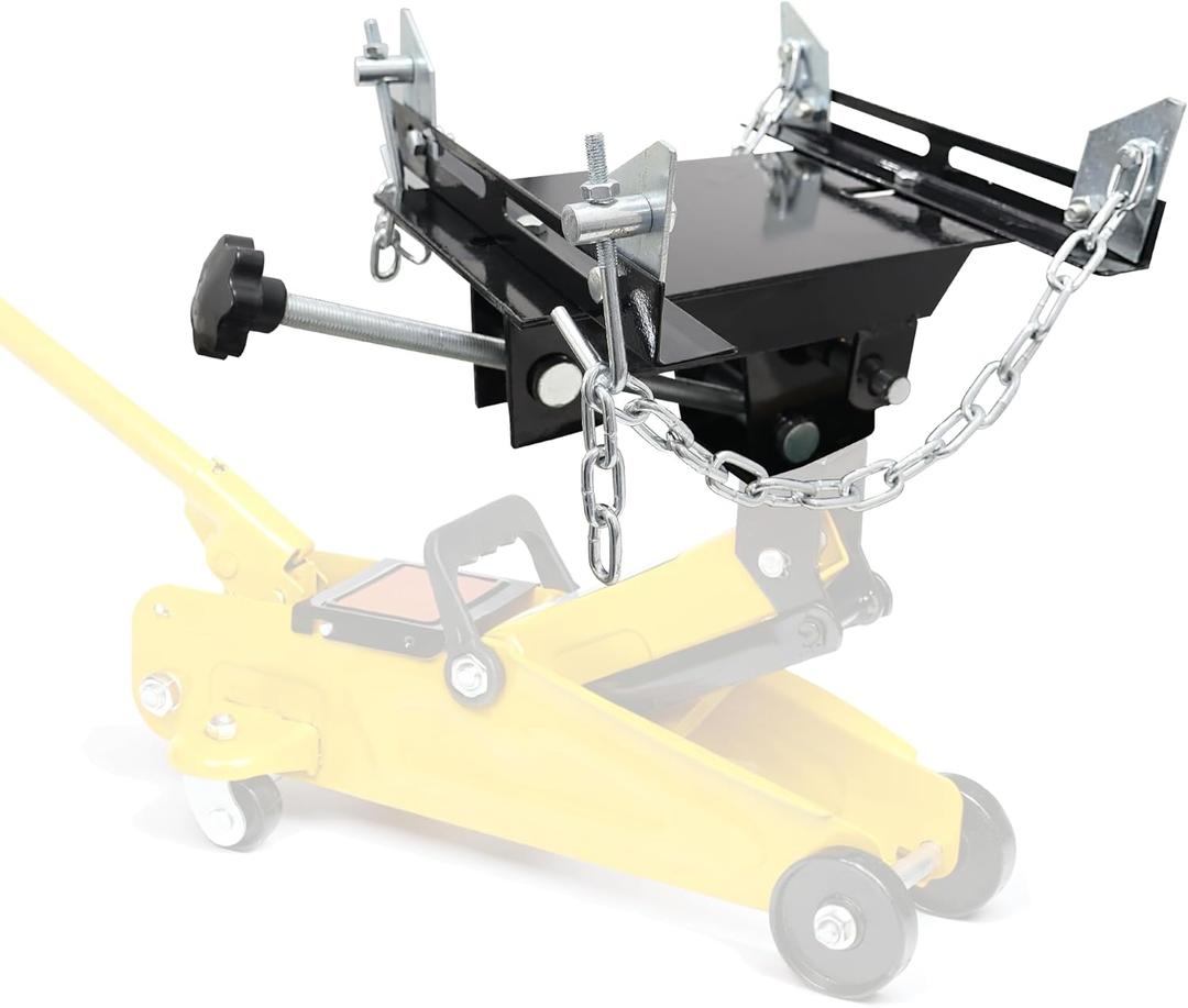 Transmission Jack Adapter - 1100LBS Heavy Duty, 30 Tilt & Safety Chains for Hydraulic Floor Jack Conversion with Removable Saddle Shaft