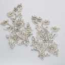 G-RUI 2pc/Pair Luxury Beaded Sequin Golden Silver Flower Embroidery lace Appliques for Wedding Dresses Rhinestone Applique Patches Embroidery lace parches ropa… (Silver)