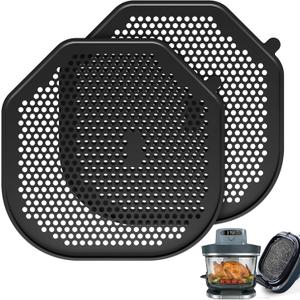 2 PCS Silicone Splatter Shield Heat-Resistant Splash Guard for Ninja Crispi Pro Glass Air Fryer -Replacement Parts AS101CY,Compatible with Ninja Crispi Pro Accessories & Crisp Containers (Black)