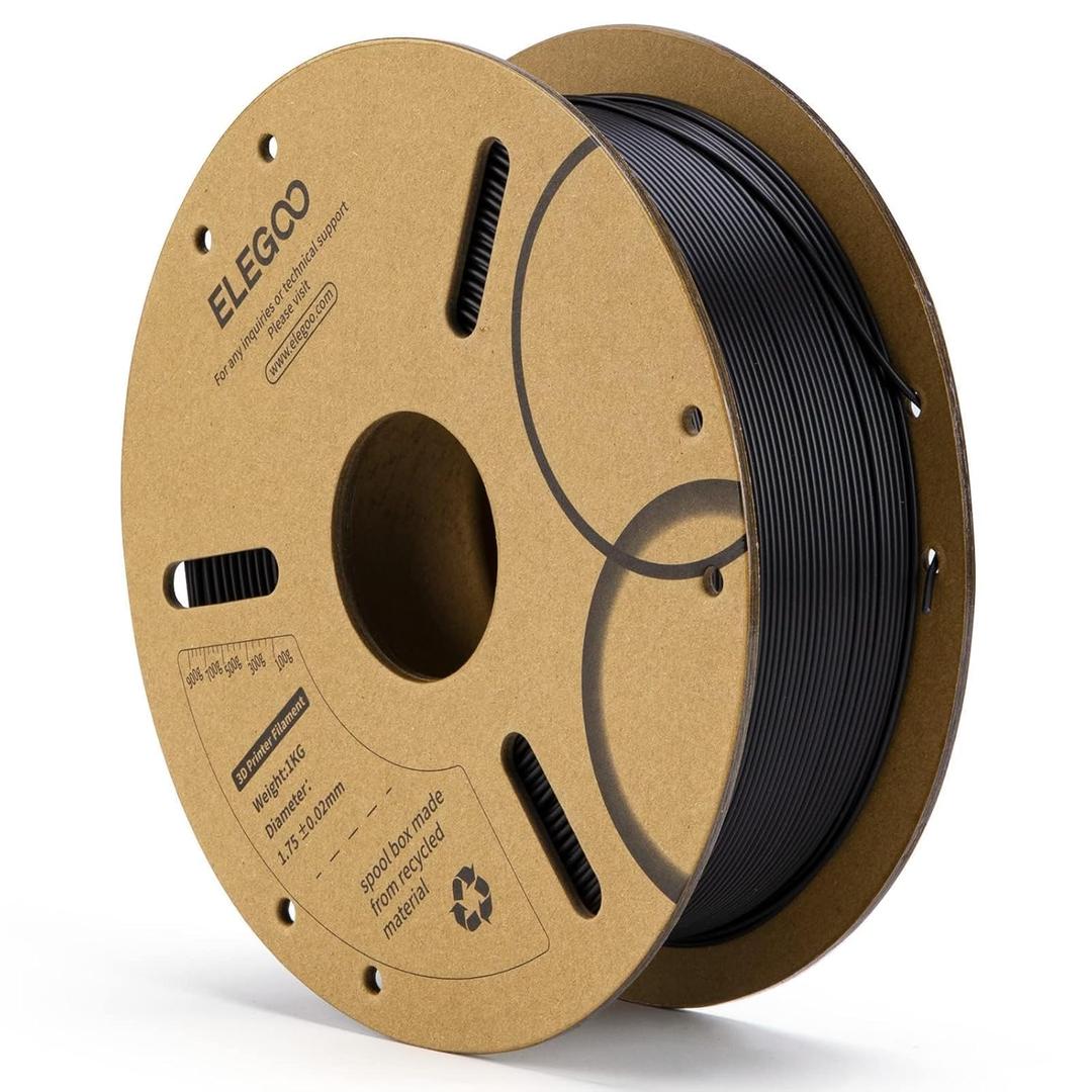 ELEGOO PLA Filament 1.75mm Black 1KG, 3D Printer Filament Dimensional Accuracy +/- 0.02mm, 1kg Cardboard Spool(2.2lbs) 3D Printing Filament Fits for Most FDM 3D Printers (1kg Black)