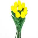 TACOLO Yellow Flowers Fake Tulips Artificial Flowers, 13 Inch Real Touch PU Flowers for Decoration, 10 Pcs Tulip Flowers Bouquet for Vase, Mother's Day Easter Valentines Gifts