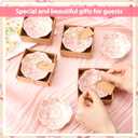 SiliFine 48 Pcs Wedding Favors for Guests Small Ceramic Bowl Bulk Gifts Set 3.3 Inch Floral Design Mini Dipping Sauce Dish with Card Box for Bridal Pooja Baby Shower Birthday (Flower,Pink)