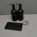 Black Glass Soap and Lotion Dispenser Set with Tray by Brighter Barns - Hand Soap Dispenser Bathroom Set & Stainless Steel Pump for Home - Modern Bathroom Accessories, Modern Decor (Black)
