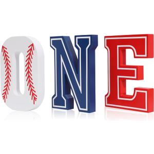 Baseball Party Decorations ONE Letter Sign - 1st Birthday My Rookie Year,My Rookie Year Party Centerpiece,Baseball Sports Themed 1st Birthday Photo Props, Baby Baseball Baby Shower Supplies