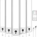 EZVALO 5-Pack Under Cabinet Lighting, 2400mAh Motion Sensor Light, LED Closet Lights Wireless, 6500K Dimmable, Timer, Magnetic, with Remote Control for Kitchen, Closet, Stair (Cool White)