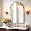 Bathroom Mirror for Wall, 30x20 Inch Arched Mirror, Matte Black Metal Framed Bathroom Vanity Mirror for Restroom Farmhouse, Anti-Rust, Tempered Glass, Hanging or Leaning