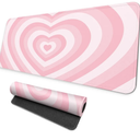 MAY FLOWER Large Gaming Mouse Pad, Full Keyboard Mat, Long Laptop Mousepad, Computer Mouse Mat for Home and Office, Anti-Slip Rubber Base, 31.5 x 11.8 Inches (Pink Loving Heart)