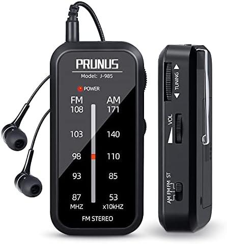 Pocket Radio Mini AM FM Stereo Radio Portable Battery Operated Radio, Includes Headphones, with Back Clip and Signal Indicator, Operated by AAA Batteries for Emergency,Walking,Running,J-985 by PRUNUS