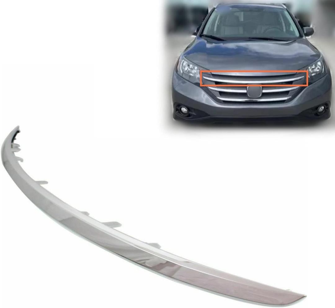 Front Upper Grille Grill Molding Trim Plastic Chrome Replacement For HONDA CR-V 2012 2013 2014 EX, EX-L, LX, Touring HO1217107