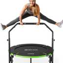 BCAN SP3 40" Foldable Mini Trampoline, Rebounder Trampoline for Adults, U/T Adjustable Foam Handle, Exercise Rebounder for Adults Indoor/Garden Workout, Max Load 330lbs-40T-Green