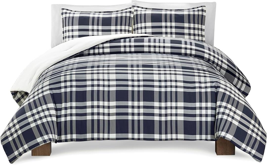 UGG 32549 Leonora Full-Queen 3-Piece Comforter Set Soft Luxury Bedding Comforter and Two Pillow Shams Cozy Comfortable Reversible Machine Washable Hotel Style Bedding Set, Full/Queen, Ocean Plaid (Multicolor)