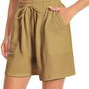 CHICMERS Women's Lounge Athletic Shorts with Pockets, 6.1" Sweat Shorts Women, Summer Casual Elastic Walking Running Shorts,Brown, M