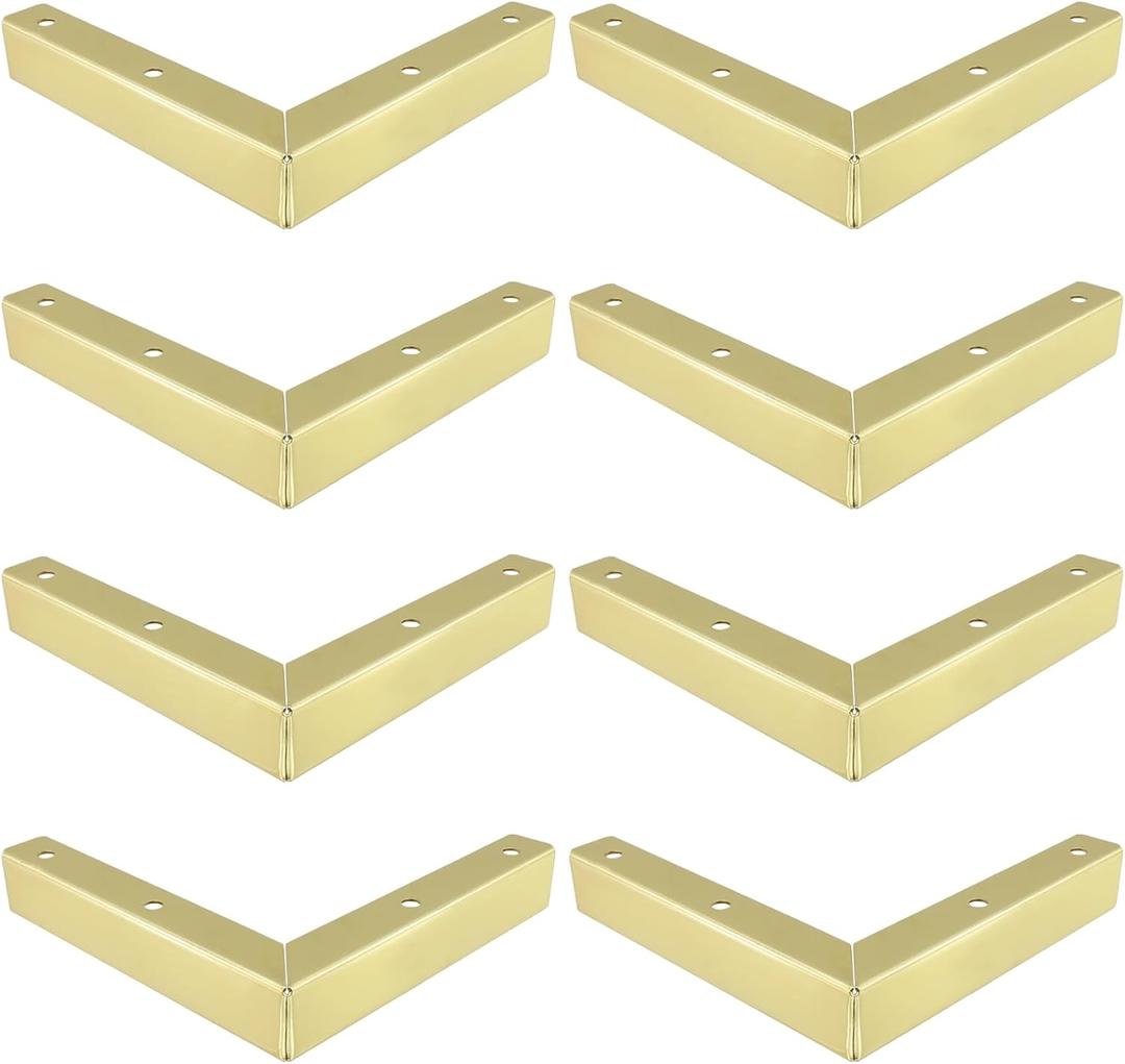 Geesatis Dresser Legs Metal Furniture Legs 1 inch / 26 mm Height for Cabinet Sofa Table Replacement Parts, with Mounting Screws, Matte Gold,8Pcs