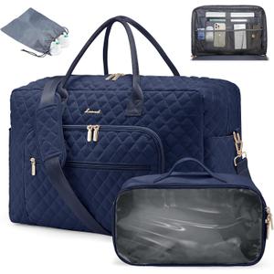 LOVEVOOK Travel Duffle Bag - Women's Weekender Carry On Overnight Laptop & Gym Bag With Toiletry/Shoe Pocket, Hospital Labor Bag (Large, Navy)