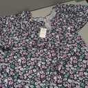 Stamain Womens Summer Tops Floral V Neck Blouses for Women Dressy Casual Short Sleeve Shirts to Wear with Leggings Flowy Ruffle Tunic Top Work Purple, 2XL