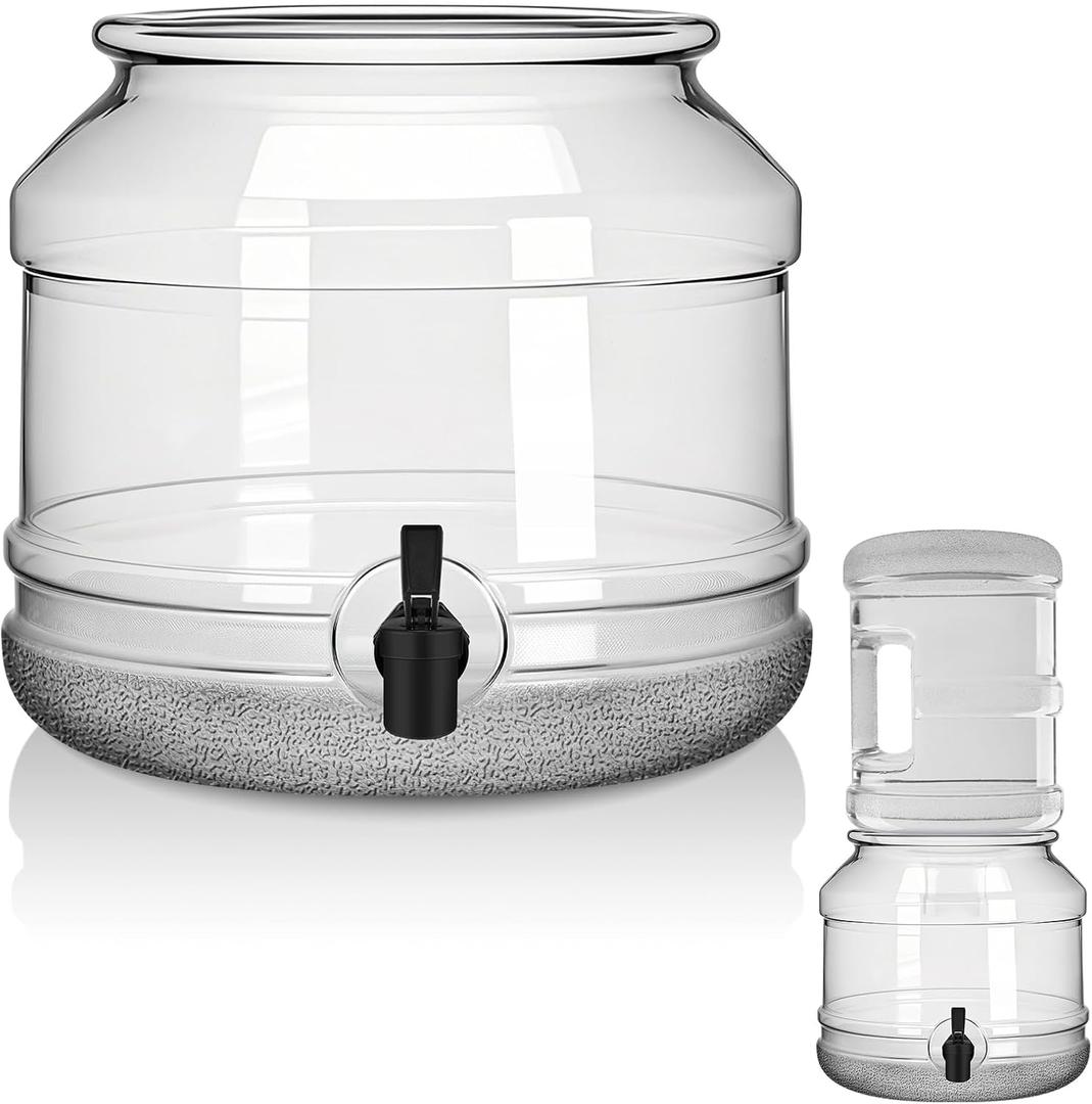GlikCeil 5 Gallon Water Jug Dispenser Base with Spout for 3 to 5 Gallon Bottle Plastic Water Jug Holder Containers for Stand or Countertop(Clear)