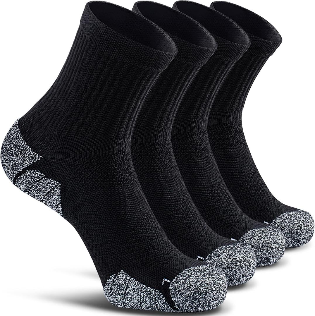CWVLC Cushioned Compression Sport Quarter Socks for Men Women Youth, Large 