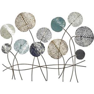 Deco 79 Metal Floral Home Wall Decor Cutout Wall Sculpture with Gold Foil Accents, Wall Art 38" x 1" x 29", Blue