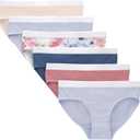 Hanes Girls' Originals Underwear,Boys'hort and Hipster Stretch Cotton,6-pack (12, Ivory/Blue/Pink/Tie Dye Print - Hipster)