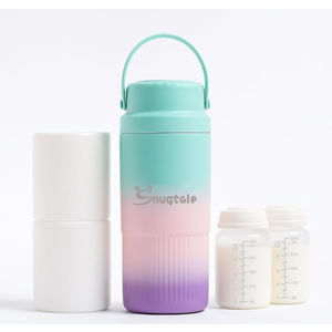 Snugtale 22oz Portable Breast Milk Cooler Bottle – Milk Cooler for Breastmilk, 24H+ Cooling, with 2 BPAFree Bottles with Measurement Marks, Travel Essential for Outdoor Breastfeeding & Pumping