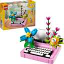LEGO Creator 3 in 1 Typewriter with Flowers - Building Toy with 3 Building Options, Typewriter, Flowerpot with Pen & Notebook, or Keytar - Gift Idea for Birthdays - 31169
