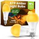 Eastiya Sleep Light Bulb 100 Watt Equivalent 13W, Blue Light Blocking, 1800K Amber Color Light Bulbs, A19 Warm Light Bulb for Healthy Sleep and Baby Nursery Kids Bedroom, 2 Pack
