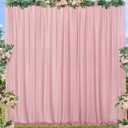 PARTISKY 10x7ft Dusty Rose Chiffon Backdrop Curtains, Wrinkle-Free Sheer Fabric Photo Drapes for Wedding Ceremony Arch Birthday Baby Shower Photography Stage Decor 5X 7ft, 2 Panel