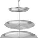 Stainless Steel 3 Tier Cupcake Stand, Tiered Trays Three Layer Cake Stand 3 Tier Serving Tray Platters for Pastry Dessert Candy Fruit Tea Party Wedding Platter (Silver)