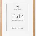 11x14 Picture Frame, Solid Oak 11x14 Photo Frame with Mat to 8x10, 14x11 Natural Oak Wood Frames for Wall, Set of 1