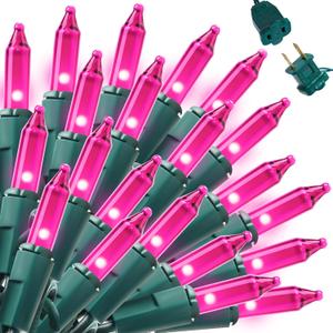 Joiedomi Pink Christmas String Lights, 100 Count 21.4FT Fairy Tree Lights Plug in for Indoor Outdoor Xmas Valentines Decor Patio Holiday Theme Party Yard House, Green Wire