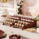2 Set Wooden Tiered Risers Display Stands for Vendor Events,Stackable Wood Cupcake Display Stand,Farmhouse Decor Wood Dessert Table Display Set,Vendor Booth Display Items,Food Display Risers for Party