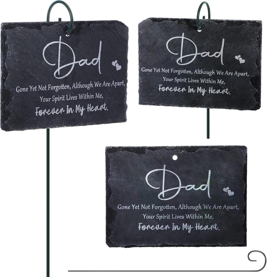 Roowest Dad Grave Decoration for Cemetery Memorial Stone Plaque Sympathy Cemetery Markers Hanging Garden Markers Stainless Steel Rod for Garden Lawn Yard Funeral