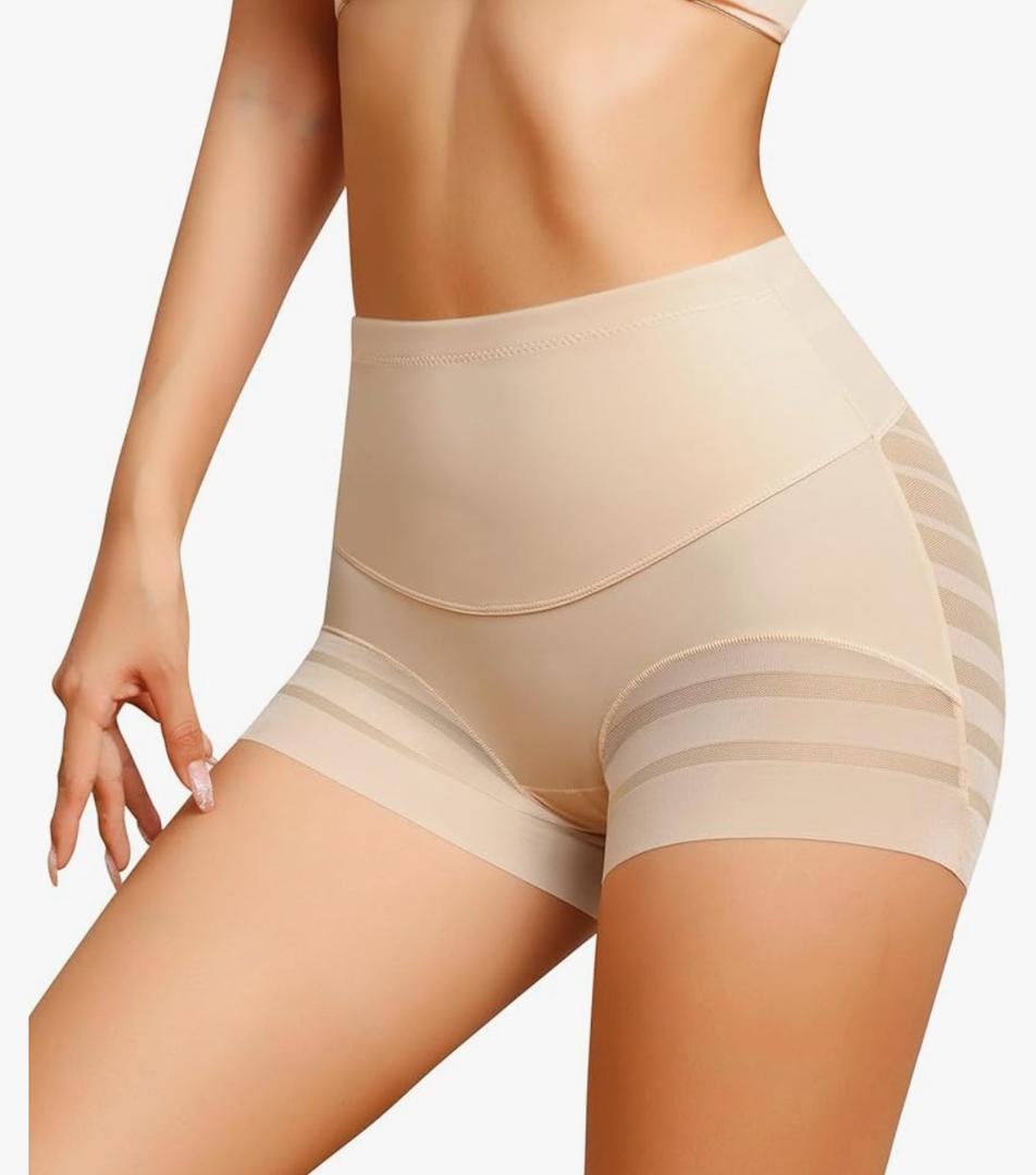 ASIMOON Tummy Control Boyshorts Underwear for Women Stretch High Waisted Shapewear Sexy Mesh No Show Panties for Ladies Large