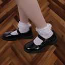 1 Pack Girls White Ruffle Socks, Comfortable Cotton Frilly Princess Style Dress Socks (White)