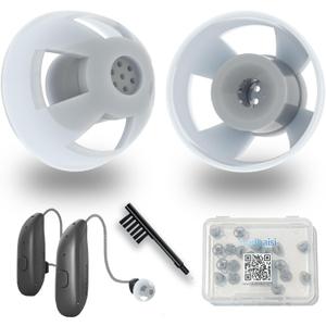 20pcs GN Resound Hearing aid Domes Open(M Size 8mm) Comfortable Silicone Design Noise Reduction Enhanced Acoustics Breathable and Easy to Clean Resound Hearing Aid Accessories Jabra Hearing Aid Domes (Gray)