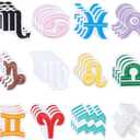 FINGERINSPIRE 48 Pcs Zodiac Signs Applique Iron On/Sew on Patch Applique 12 Constellations Embroidered Cloth Patches Assorted Colors Decorative DIY Patches for Bag Clothes Dress Hat Jeans Shoes