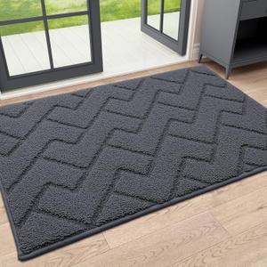OLANLY Indoor Door Mat, 32x20, Dirt Resistant and Absorbent, Sturdy Non-Slip Rubber Backing, Easy to Clean, Washable Low-Profile Doormat for Entryway, Charcoal