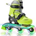 2PM SPORTS Inline Skates with Light Up Wheels, Roller Skates Blades for Boys Girls Kids Ages 5-8 8-12 4-6 6-12, Size Adjustable Beginner Blades Roller Skates for Youth Women Beginner Friendly (Small - Little Kid, Yellow)